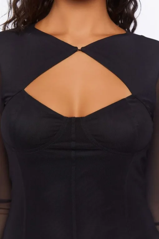 Mesh Cutout Midi Dress