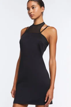 Mesh Halter Cami Mini Dress