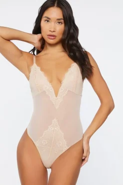Mesh Lace-Trim Bodysuit