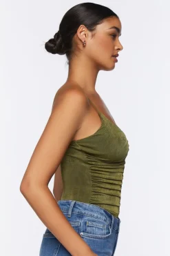 Mesh Ruched Cami Bodysuit