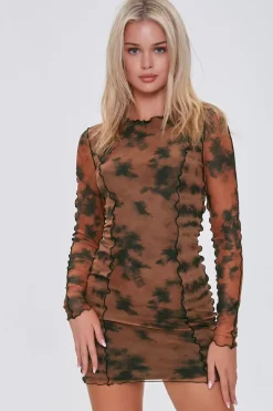Mesh Tie-Dye Mini Dress