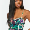 Mesh Watercolor Ruched Bodysuit