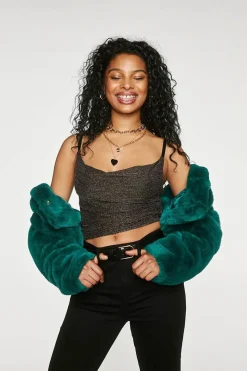 Metallic Cowl Neck Cami