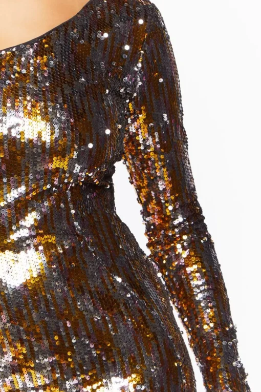 Metallic Sequin Mini Dress