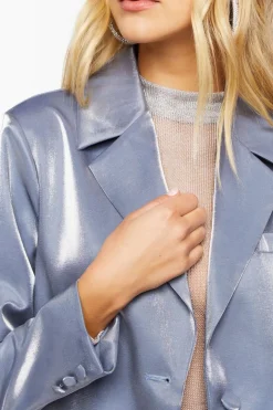Metallic Single-Breasted Blazer