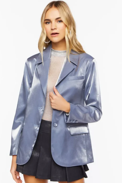 Metallic Single-Breasted Blazer