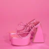 Metallic Strappy Platform Heels