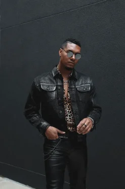 Metallic Wash Denim Jacket