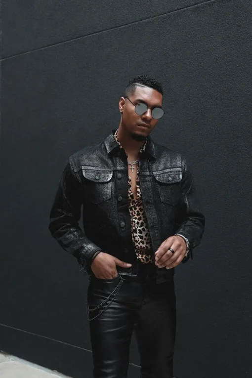 Metallic Wash Denim Jacket