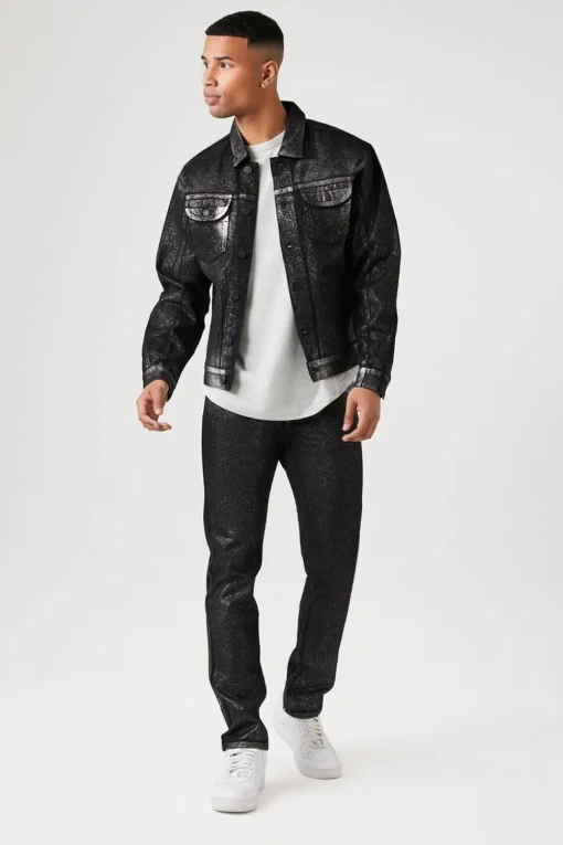 Metallic Wash Denim Jacket