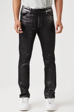 Metallic Wash Slim-Fit Jeans