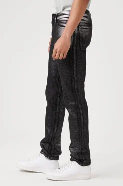 Metallic Wash Slim-Fit Jeans