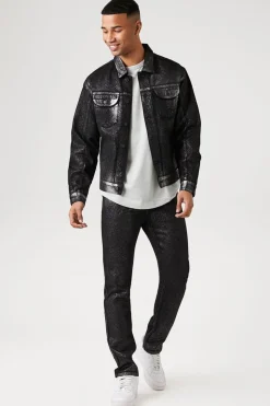Metallic Wash Slim-Fit Jeans