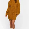 Mock Neck Cable Knit Mini Dress