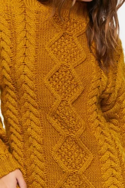 Mock Neck Cable Knit Mini Dress