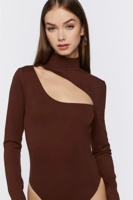 Mock Neck Cutout Bodysuit
