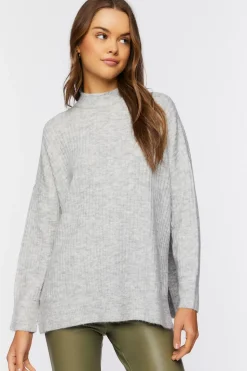 Mock Neck Drop-Sleeve Sweater