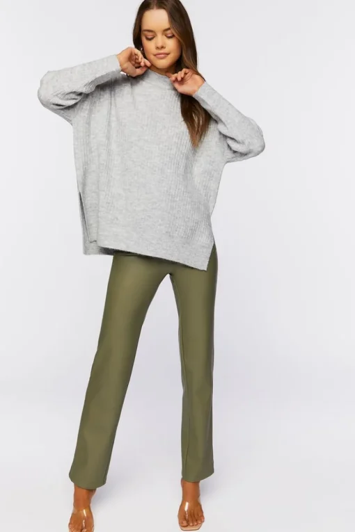 Mock Neck Drop-Sleeve Sweater