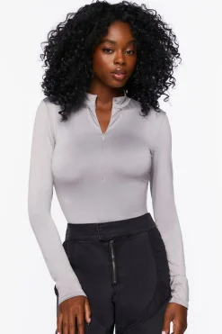 Mock Neck Half-Zip Bodysuit