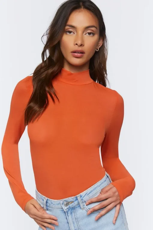 Mock Neck Long-Sleeve Top