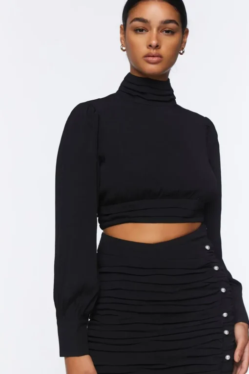 Mock Neck Top & Mini Skirt Set