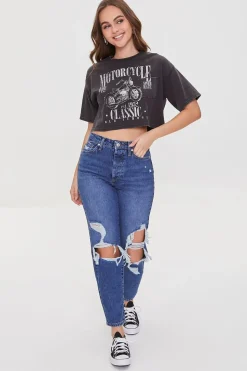 Motorcycle Graphic Cropped Tee