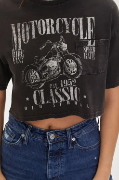 Motorcycle Graphic Cropped Tee