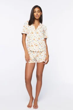 Mushroom & Butterfly Pajama Shirt & Shorts Set