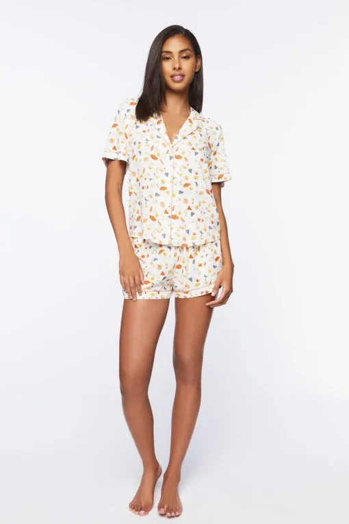 Mushroom & Butterfly Pajama Shirt & Shorts Set