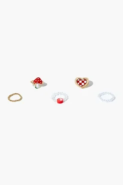 Mushroom & Heart Ring Set