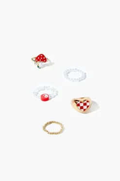 Mushroom & Heart Ring Set