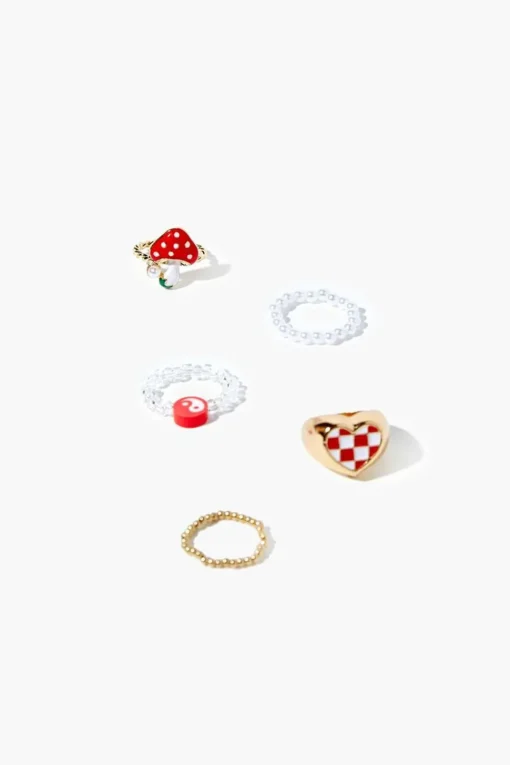 Mushroom & Heart Ring Set
