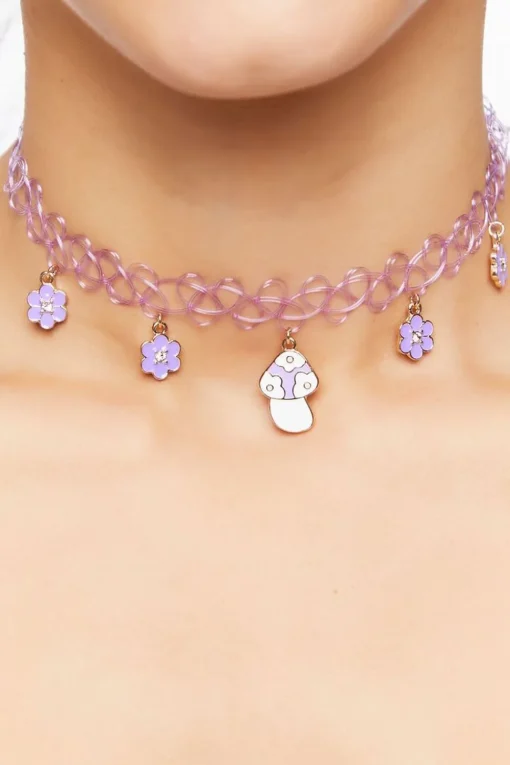 Mushroom Charm Choker Necklace