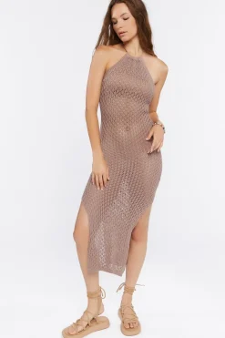 Netted Halter Midi Dress