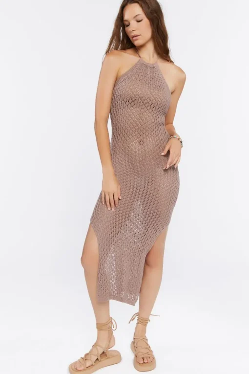 Netted Halter Midi Dress