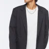 Notched Button-Front Blazer