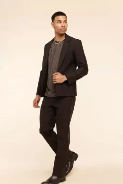 Notched Button-Front Blazer
