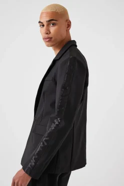 Notched Button-Front Blazer