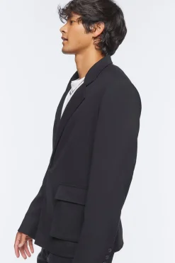 Notched Button-Front Blazer