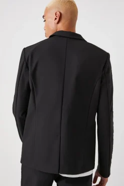 Notched Button-Front Blazer