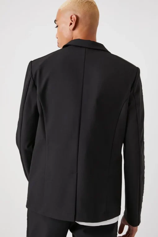 Notched Button-Front Blazer