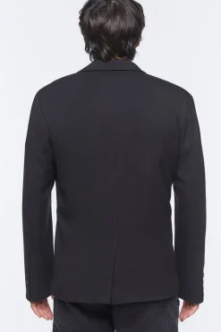 Notched Button-Front Blazer