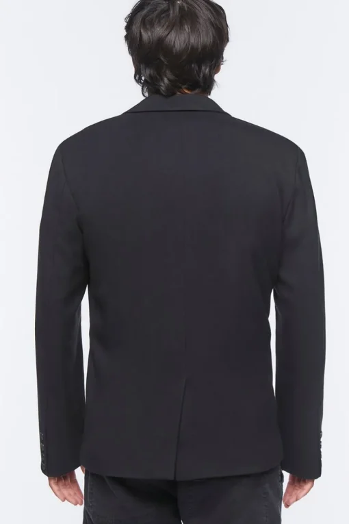 Notched Button-Front Blazer