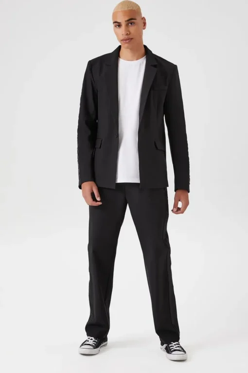 Notched Button-Front Blazer