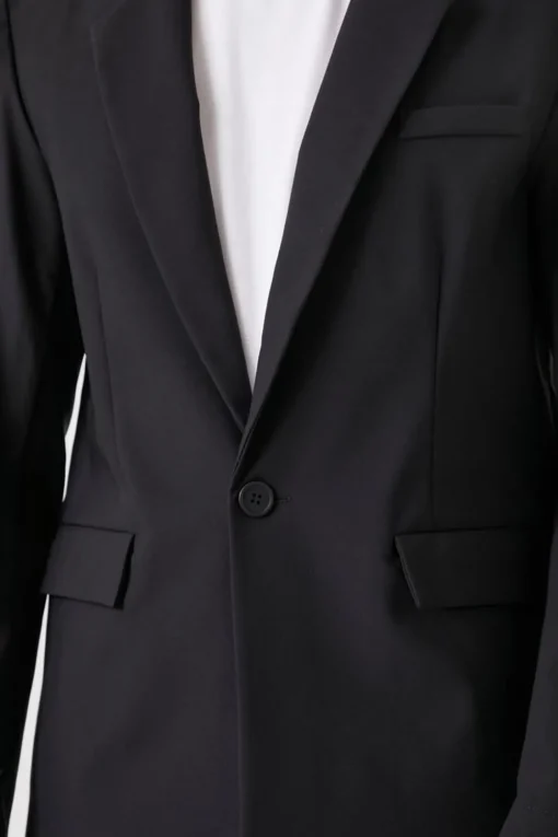 Notched Button-Front Blazer