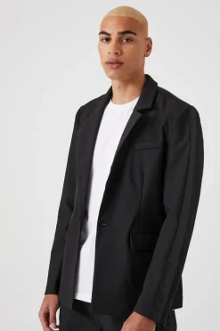 Notched Button-Front Blazer