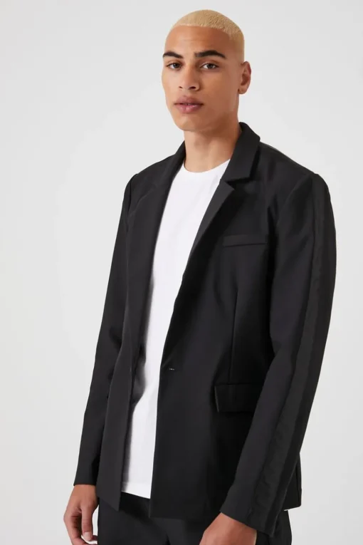 Notched Button-Front Blazer