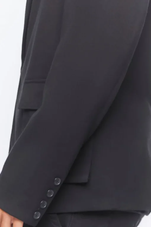 Notched Button-Front Blazer