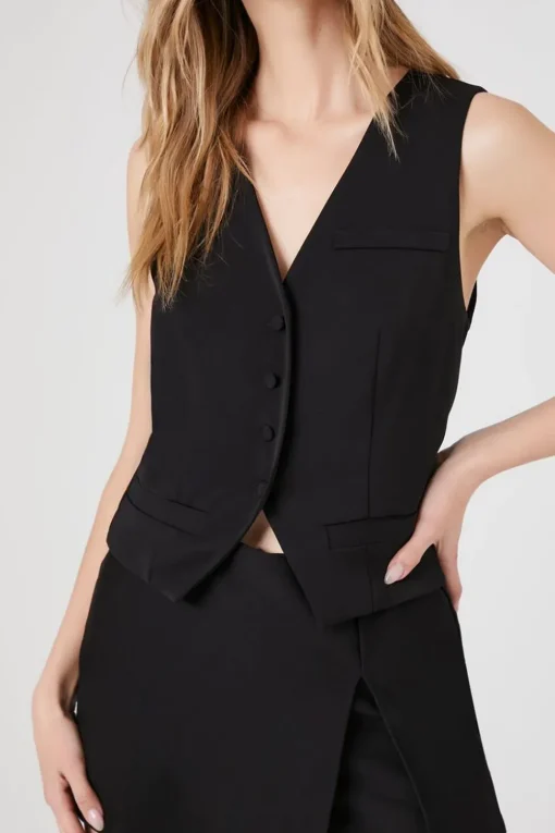 Notched Button-Up Vest