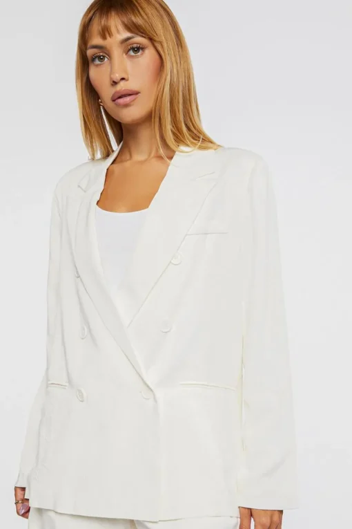 Notched Double-Breasted Blazer